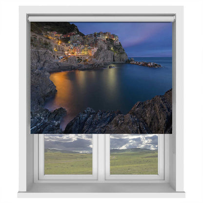 Cinque Terre Manarola Italy Twilight Printed Roller Blind - 1X1303363 - Art Fever - Art Fever