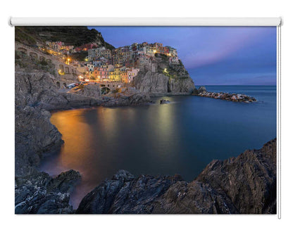 Cinque Terre Manarola Italy Twilight Printed Roller Blind - 1X1303363 - Art Fever - Art Fever