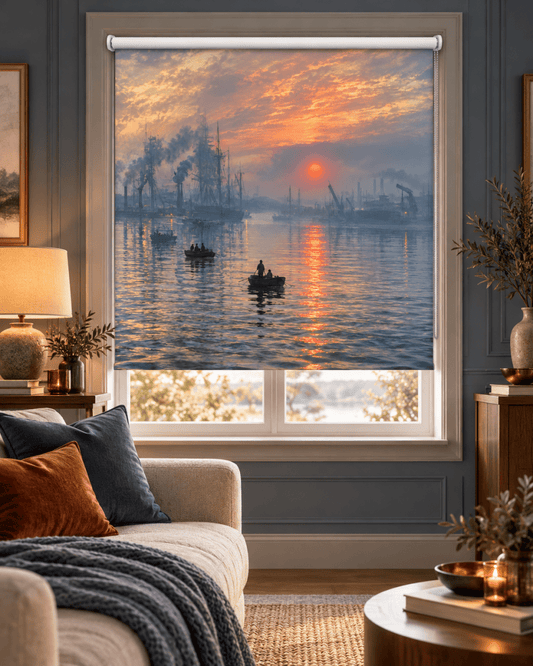 Claude Monet Impression Sunrise Reimagined Printed Picture Roller Blind - RB1509 - Art Fever - Art Fever