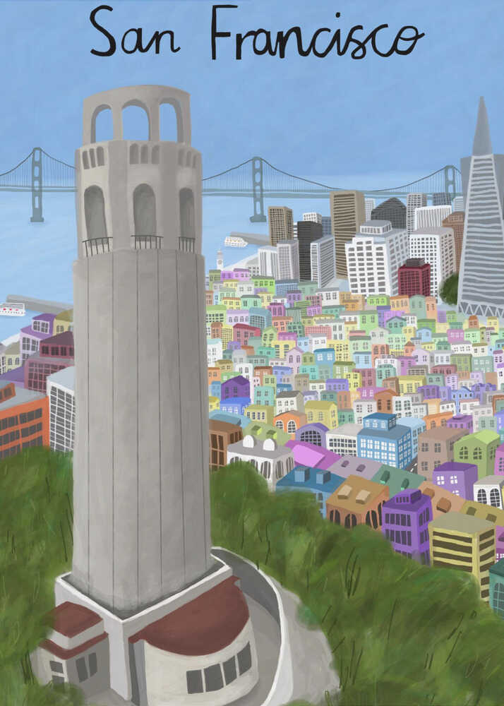 Coit Tower, San Francisco, USA by Artist Carla Daly Canvas Print Wall Art 1X2896643 - ART FEVER - Art Fever
