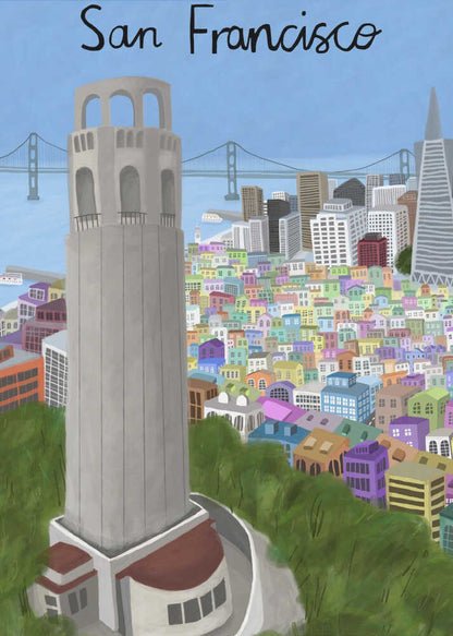 Coit Tower, San Francisco, USA by Artist Carla Daly Canvas Print Wall Art 1X2896643 - ART FEVER - Art Fever