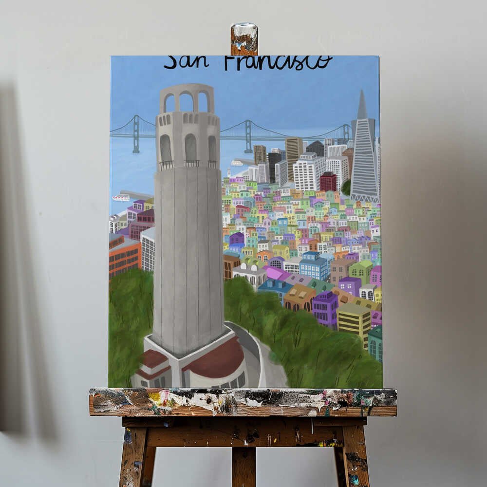 Coit Tower, San Francisco, USA by Artist Carla Daly Canvas Print Wall Art 1X2896643 - ART FEVER - Art Fever