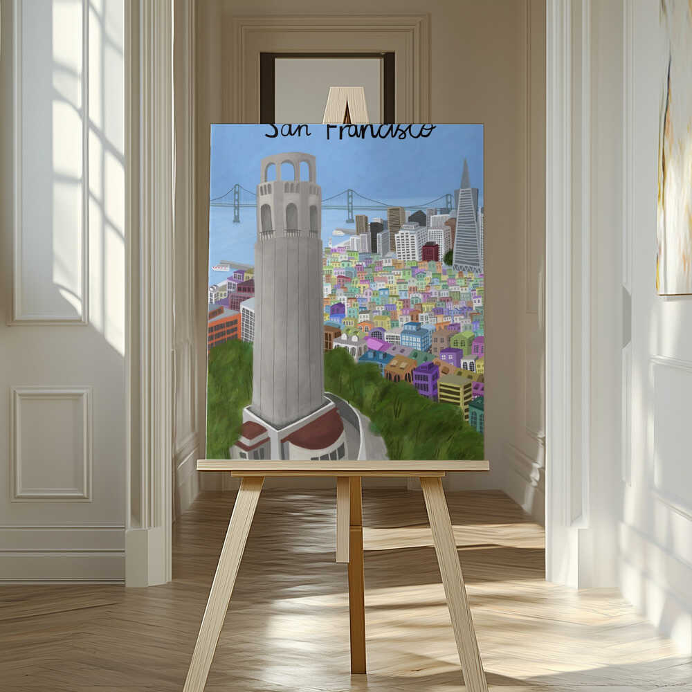 Coit Tower, San Francisco, USA by Artist Carla Daly Canvas Print Wall Art 1X2896643 - ART FEVER - Art Fever