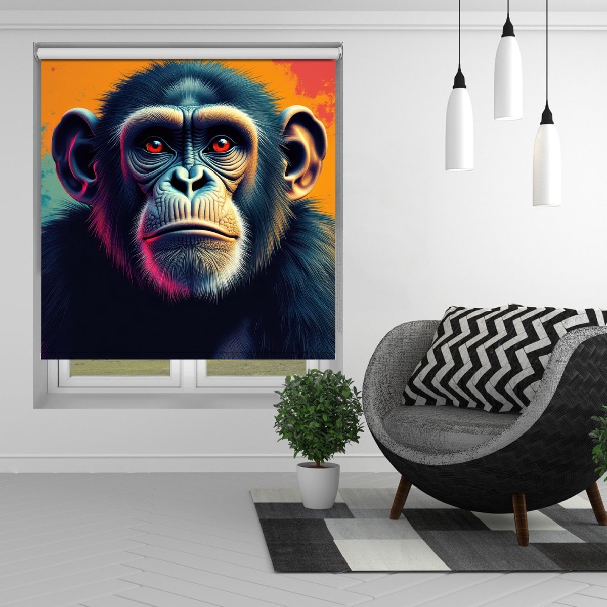 Colour Burst Ape Digital Art Printed Picture Photo Roller Blind - RB1360 - Art Fever - Art Fever