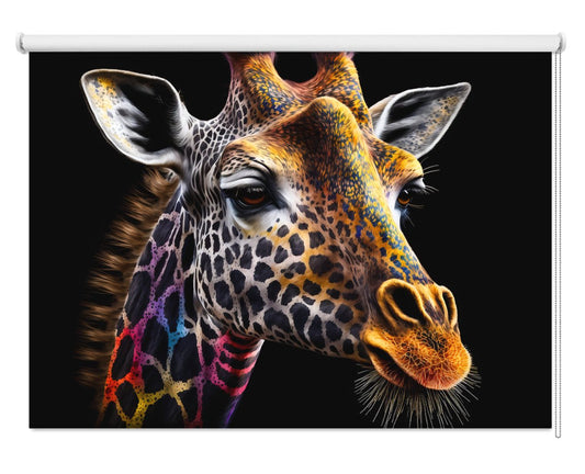 Colourful Giraffe Portrait Printed Picture Photo Roller Blind - RB1456 - Art Fever - Art Fever