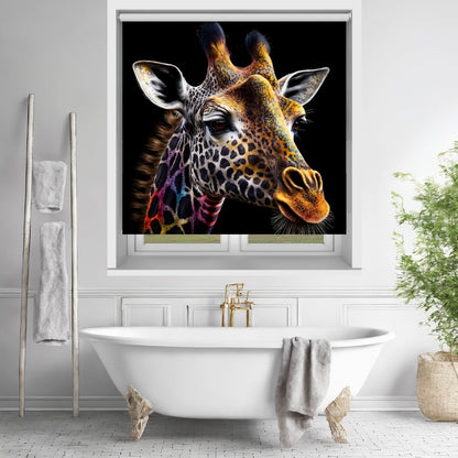 Colourful Giraffe Portrait Printed Picture Photo Roller Blind - RB1456 - Art Fever - Art Fever