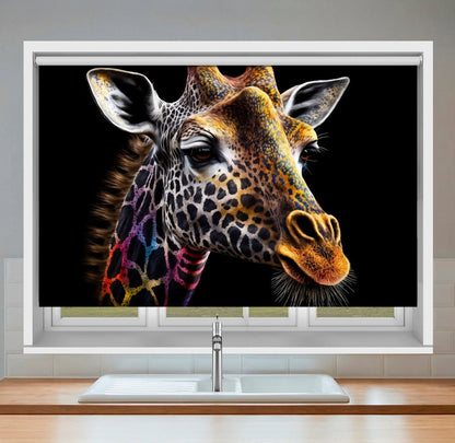 Colourful Giraffe Portrait Printed Picture Photo Roller Blind - RB1456 - Art Fever - Art Fever