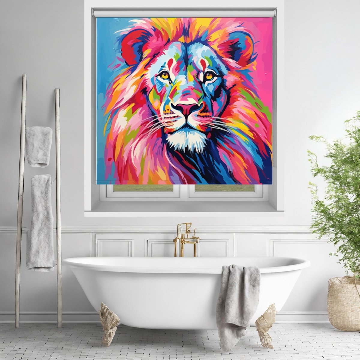 Colourful Pop Art Style Lion Portrait Printed Picture Photo Roller Blind - RB1411 - Art Fever - Art Fever