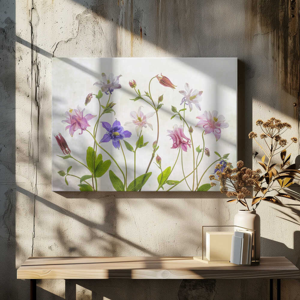 Columbine Floral Art Canvas Print Wall Art 1X1474479 - ART FEVER - Art Fever
