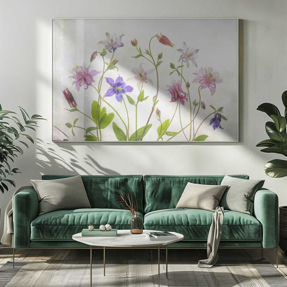 Columbine Floral Art Canvas Print Wall Art 1X1474479 - ART FEVER - Art Fever