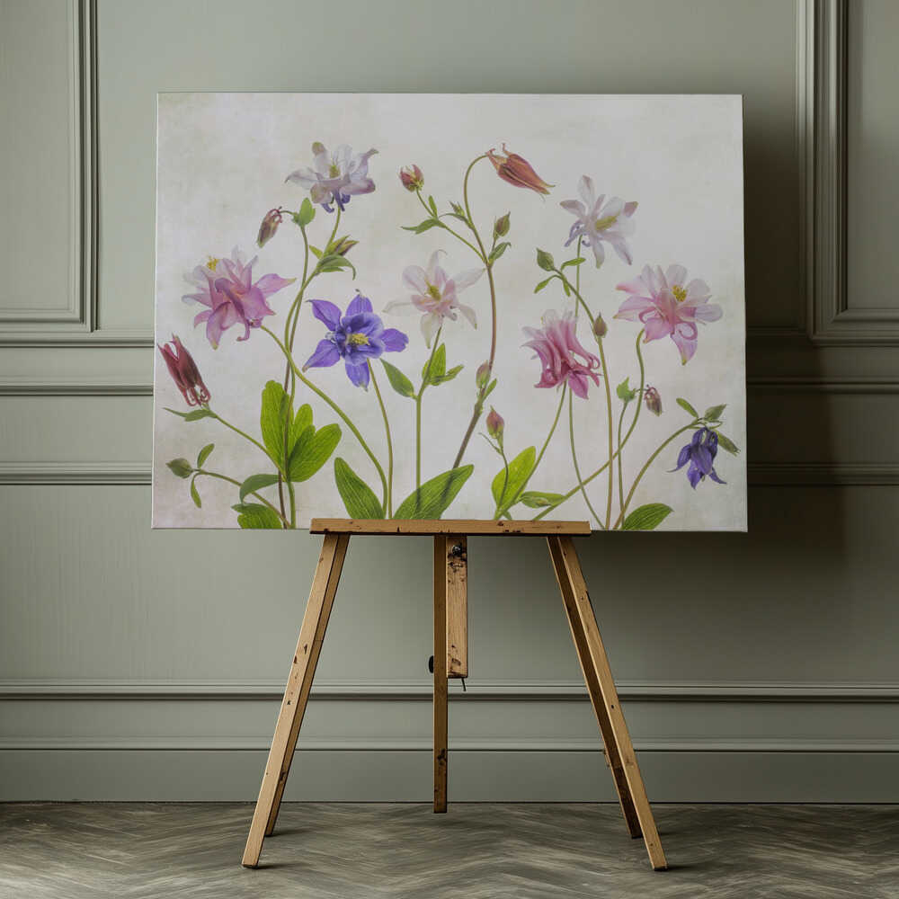 Columbine Floral Art Canvas Print Wall Art 1X1474479 - ART FEVER - Art Fever