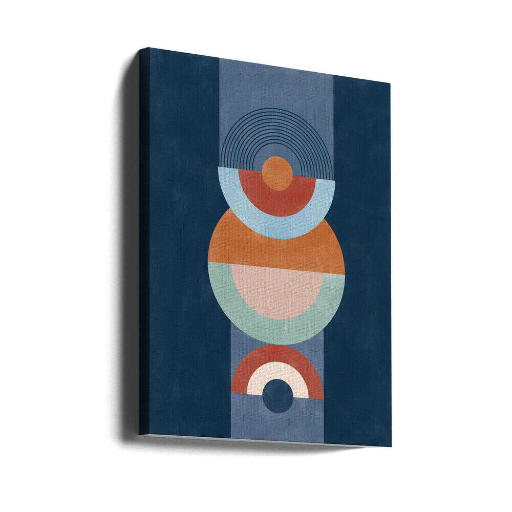 Concentric Circles And Semi - Circles In Blue Canvas Print Wall Art 1X2553265 - ART FEVER - Art Fever