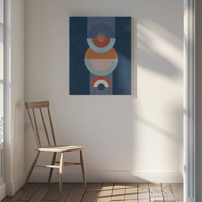 Concentric Circles And Semi - Circles In Blue Canvas Print Wall Art 1X2553265 - ART FEVER - Art Fever