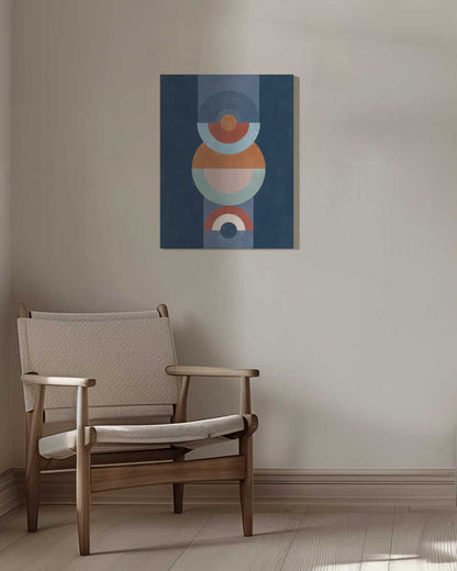 Concentric Circles And Semi - Circles In Blue Canvas Print Wall Art 1X2553265 - ART FEVER - Art Fever