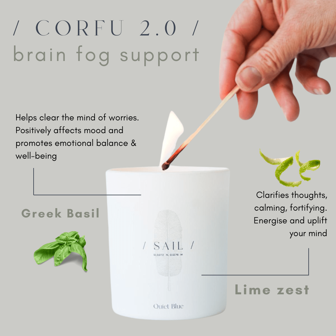 CORFU 2.0 Lime + Basil Wellbeing Candle - Quiet Blue - Art Fever