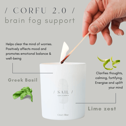 CORFU 2.0 Lime + Basil Wellbeing Candle - Quiet Blue - Art Fever