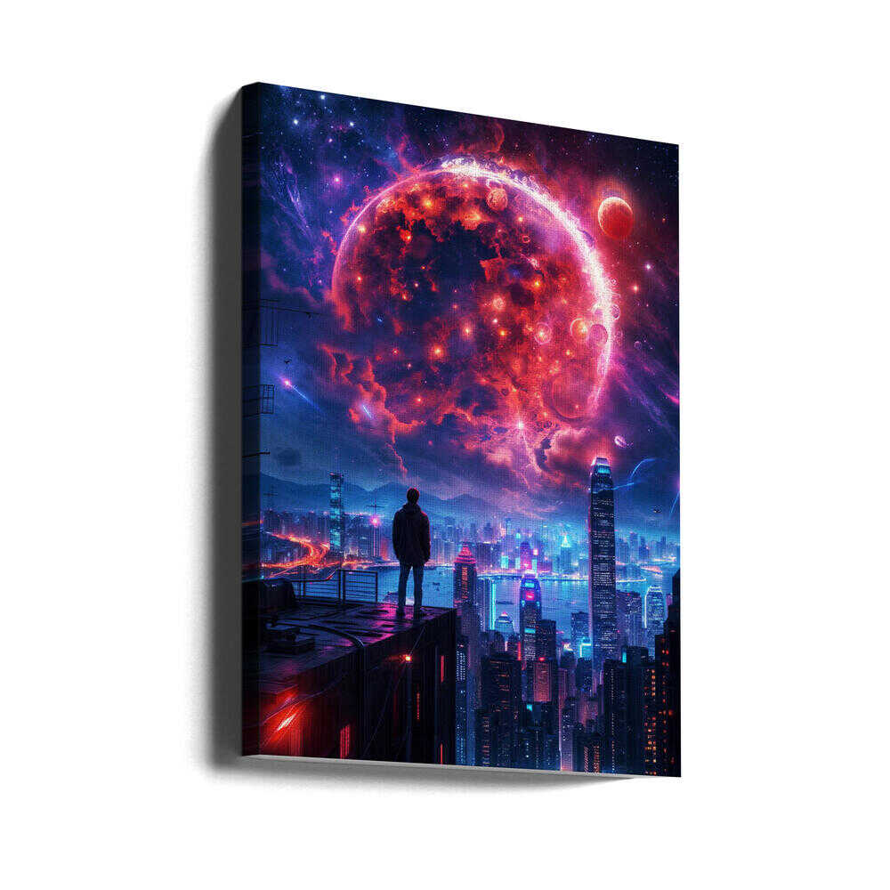 Cosmic Cityscape Canvas Print Wall Art 1X2813002 - ART FEVER - Art Fever