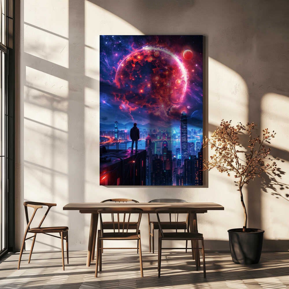 Cosmic Cityscape Canvas Print Wall Art 1X2813002 - ART FEVER - Art Fever