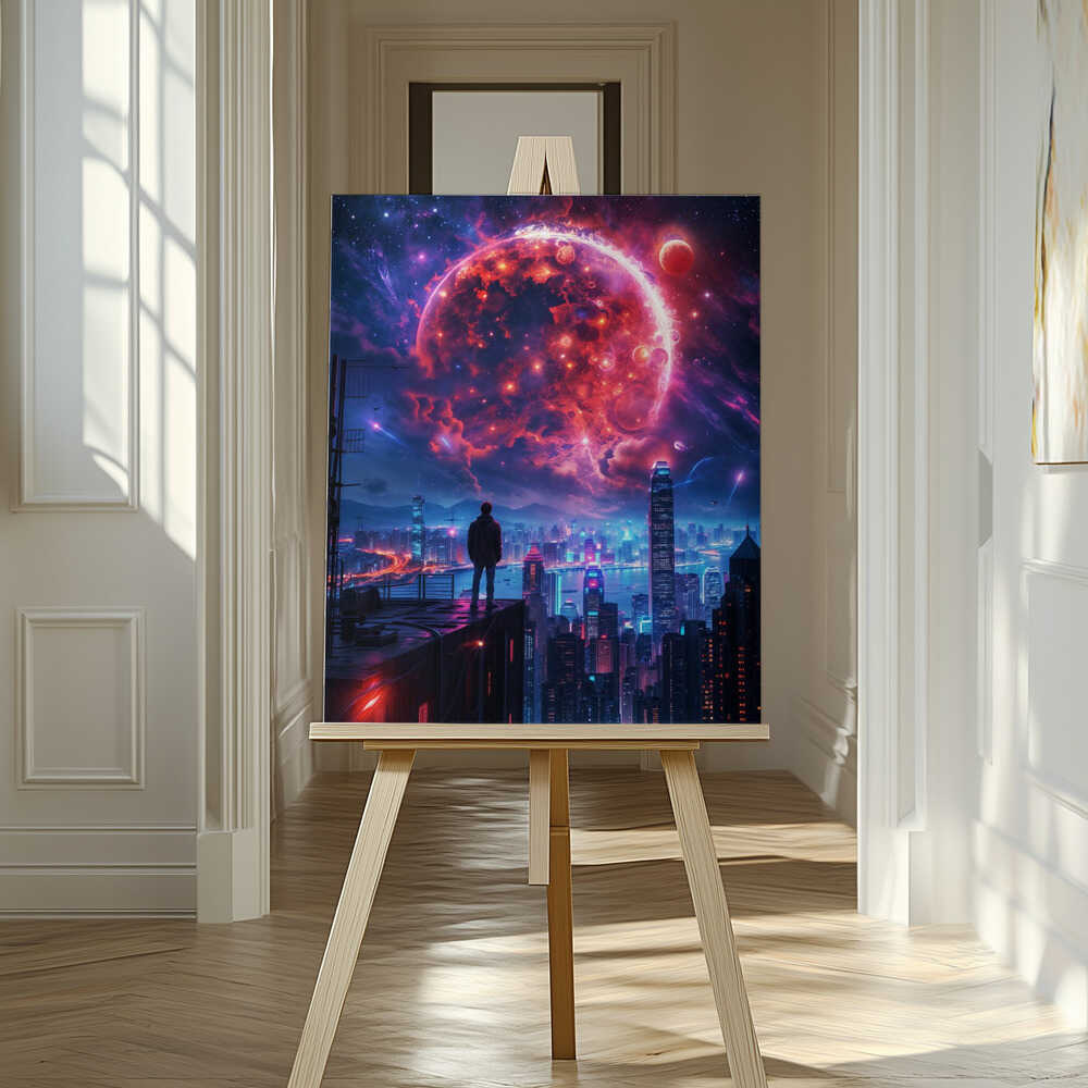 Cosmic Cityscape Canvas Print Wall Art 1X2813002 - ART FEVER - Art Fever