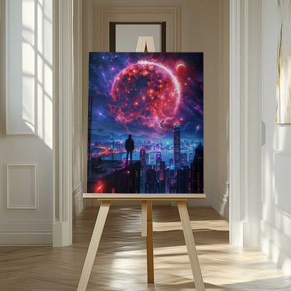 Cosmic Cityscape Canvas Print Wall Art 1X2813002 - ART FEVER - Art Fever