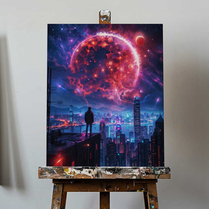 Cosmic Cityscape Canvas Print Wall Art 1X2813002 - ART FEVER - Art Fever