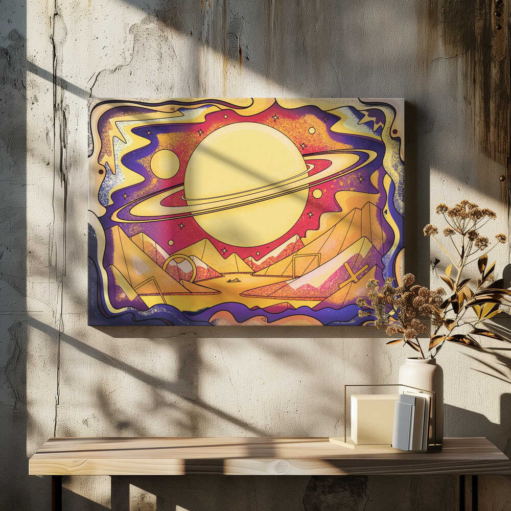 Cosmic Landscape With Giant Rings Canvas Print Wall Art 1X3127830 - ART FEVER - Art Fever