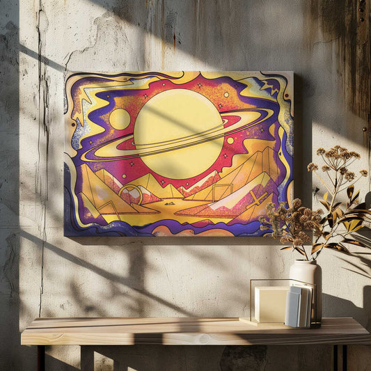 Cosmic Landscape With Giant Rings Canvas Print Wall Art 1X3127830 - ART FEVER - Art Fever