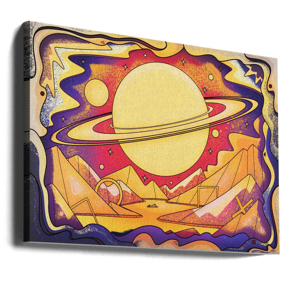 Cosmic Landscape With Giant Rings Canvas Print Wall Art 1X3127830 - ART FEVER - Art Fever