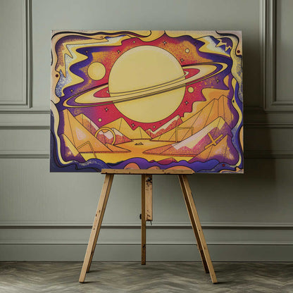 Cosmic Landscape With Giant Rings Canvas Print Wall Art 1X3127830 - ART FEVER - Art Fever