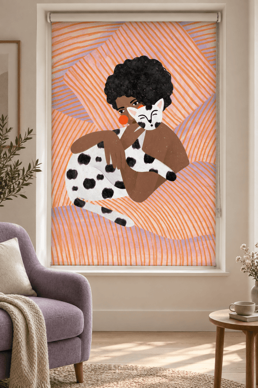Cozy Cat Cuddles Printed Roller Blind - 1X3222585 - Art Fever - Art Fever