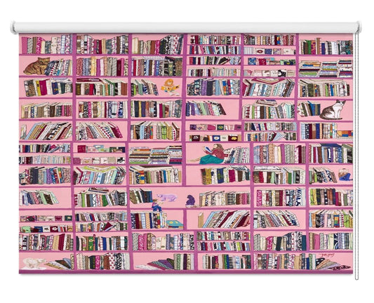 Cozy Pink Library Printed Roller Blind - 1X2779518 - Art Fever - Art Fever