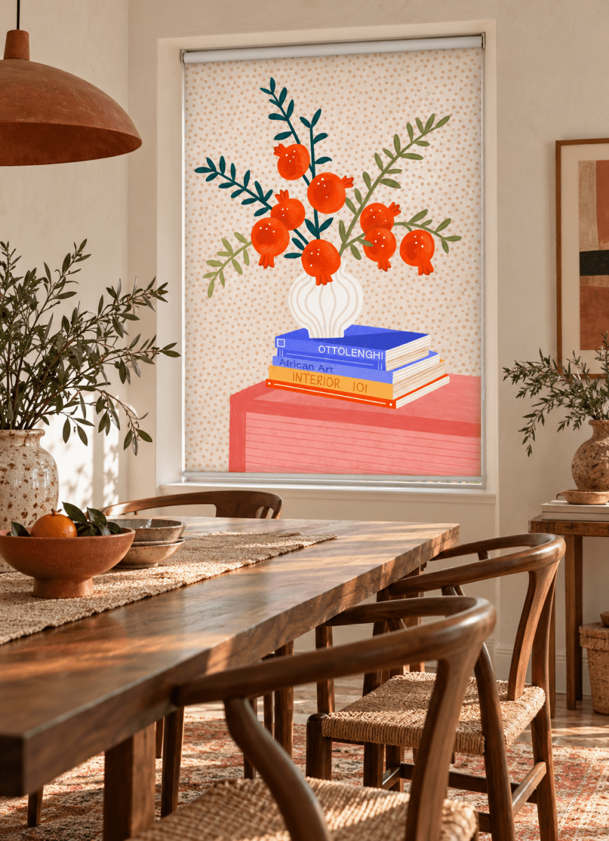 Cozy Tabletop Pomegranates Printed Roller Blind - 1X3676506 - Art Fever - Art Fever