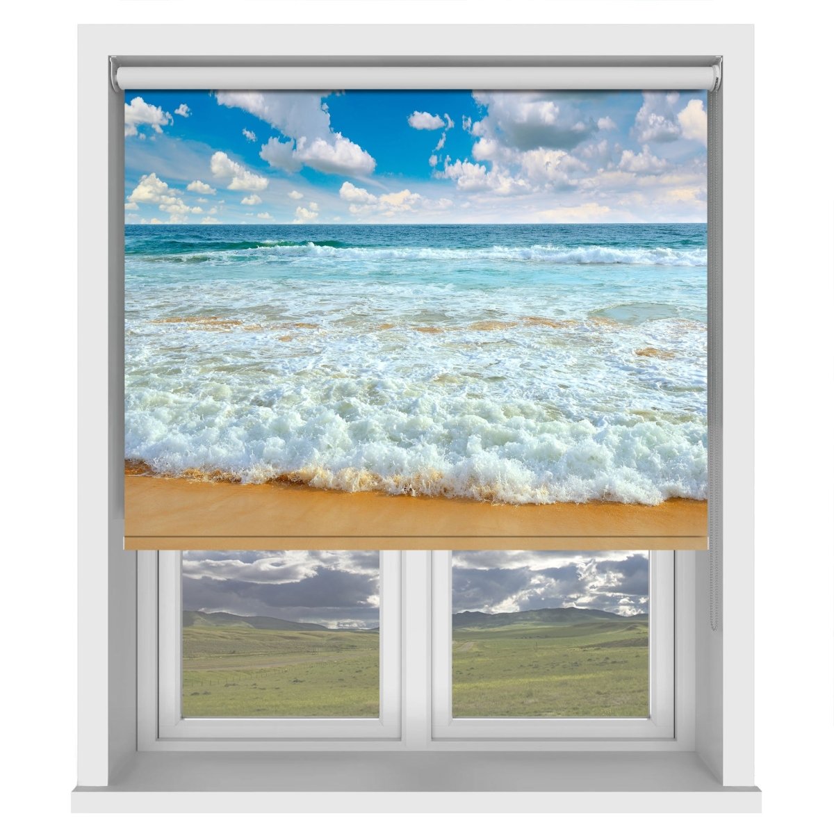 Crashing Sea Waves on Golden Sands Printed Picture Photo Roller Blind - RB633 - Art Fever - Art Fever