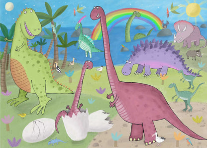 Cute Dinosaur in the Jurassic Park by Artist Carla Daly Canvas Print Wall Art 1X2898753 - ART FEVER - Art Fever