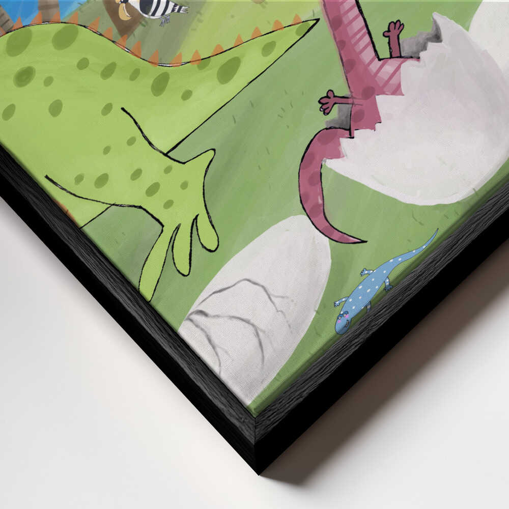 Cute Dinosaur in the Jurassic Park by Artist Carla Daly Canvas Print Wall Art 1X2898753 - ART FEVER - Art Fever