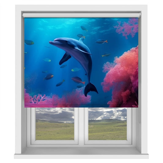 Deep Sea Dolphin Printed Picture Photo Roller Blind - RB1326 - Art Fever - Art Fever