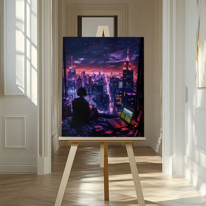 Digital Gaming Room Fantasy City Canvas Print Wall Art 1X2925598 - ART FEVER - Art Fever