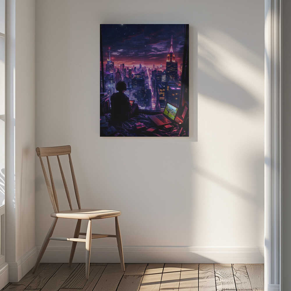 Digital Gaming Room Fantasy City Canvas Print Wall Art 1X2925598 - ART FEVER - Art Fever