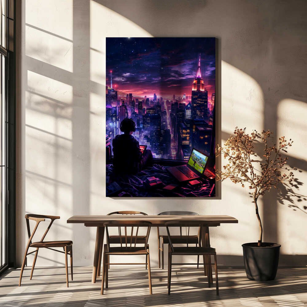 Digital Gaming Room Fantasy City Canvas Print Wall Art 1X2925598 - ART FEVER - Art Fever