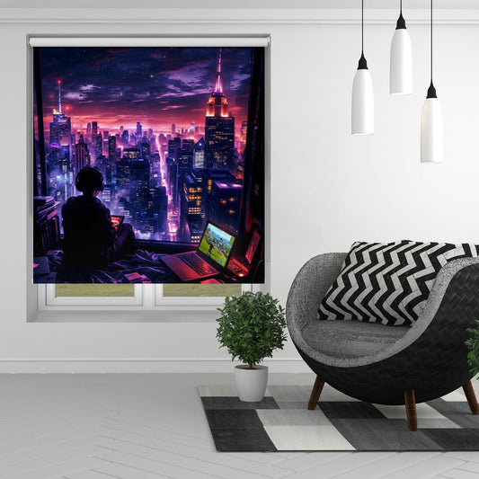 Digital Gaming Room Fantasy City Printed Picture Photo Roller Blind - 1X2925598 - Art Fever - Art Fever