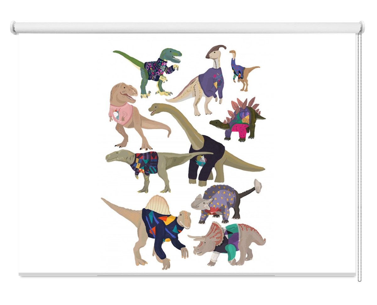 Dinosaurs Wearing Jumpers Printed Picture Photo Roller Blind - 1X2505711 - Art Fever - Art Fever