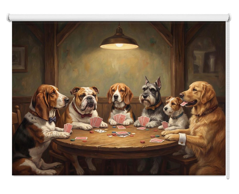 Dogs Playing Poker Printed Picture Photo Roller Blind - 1X3431293 - Art Fever - Art Fever