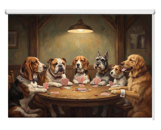 Dogs Playing Poker Printed Picture Photo Roller Blind - 1X3431293 - Art Fever - Art Fever