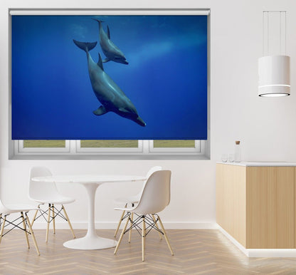Dolphins in The Deep Printed Picture Photo Roller Blind - 1X1749599 - Art Fever - Art Fever