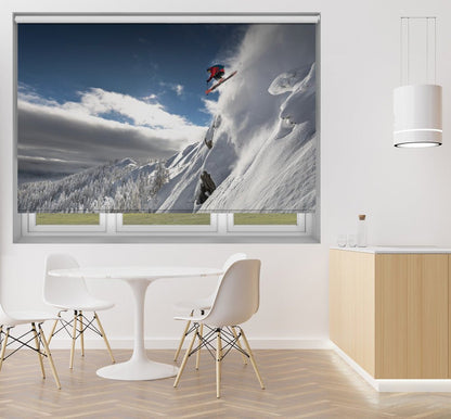 Dropping in Snowy Peak Dive Printed Picture Photo Roller Blind - 1X1994395 - Art Fever - Art Fever