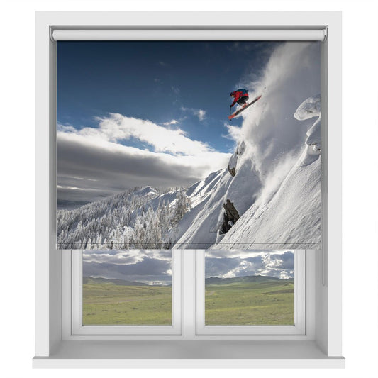 Dropping in Snowy Peak Dive Printed Picture Photo Roller Blind - 1X1994395 - Art Fever - Art Fever