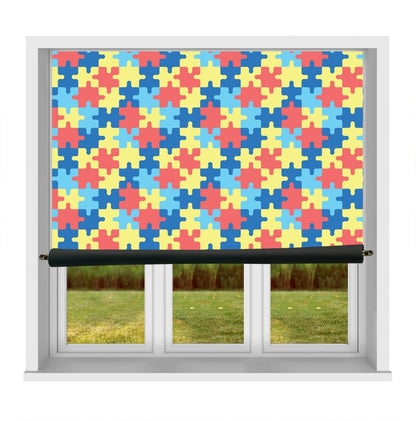 EasyBlock Magnetic Blackout Blind Colouful Puzzle Pieces Repeat Pattern - EB30 - Art Fever - Art Fever