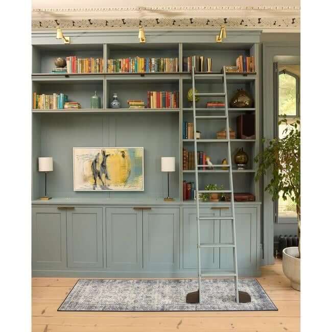 Eco - Washable Blue Rug Bordered Design - The Rugs - Art Fever