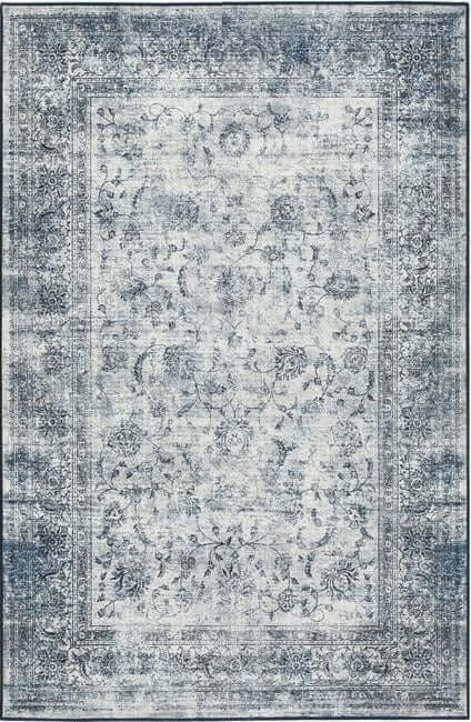 Eco - Washable Blue Rug Bordered Design - The Rugs - Art Fever