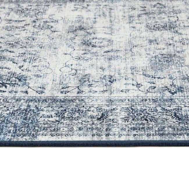 Eco - Washable Blue Rug Bordered Design - The Rugs - Art Fever